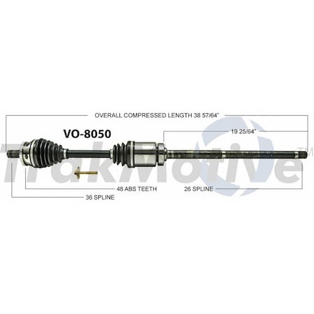 Surtrack Axle Cv Axle Shaft, Vo-8050 VO-8050